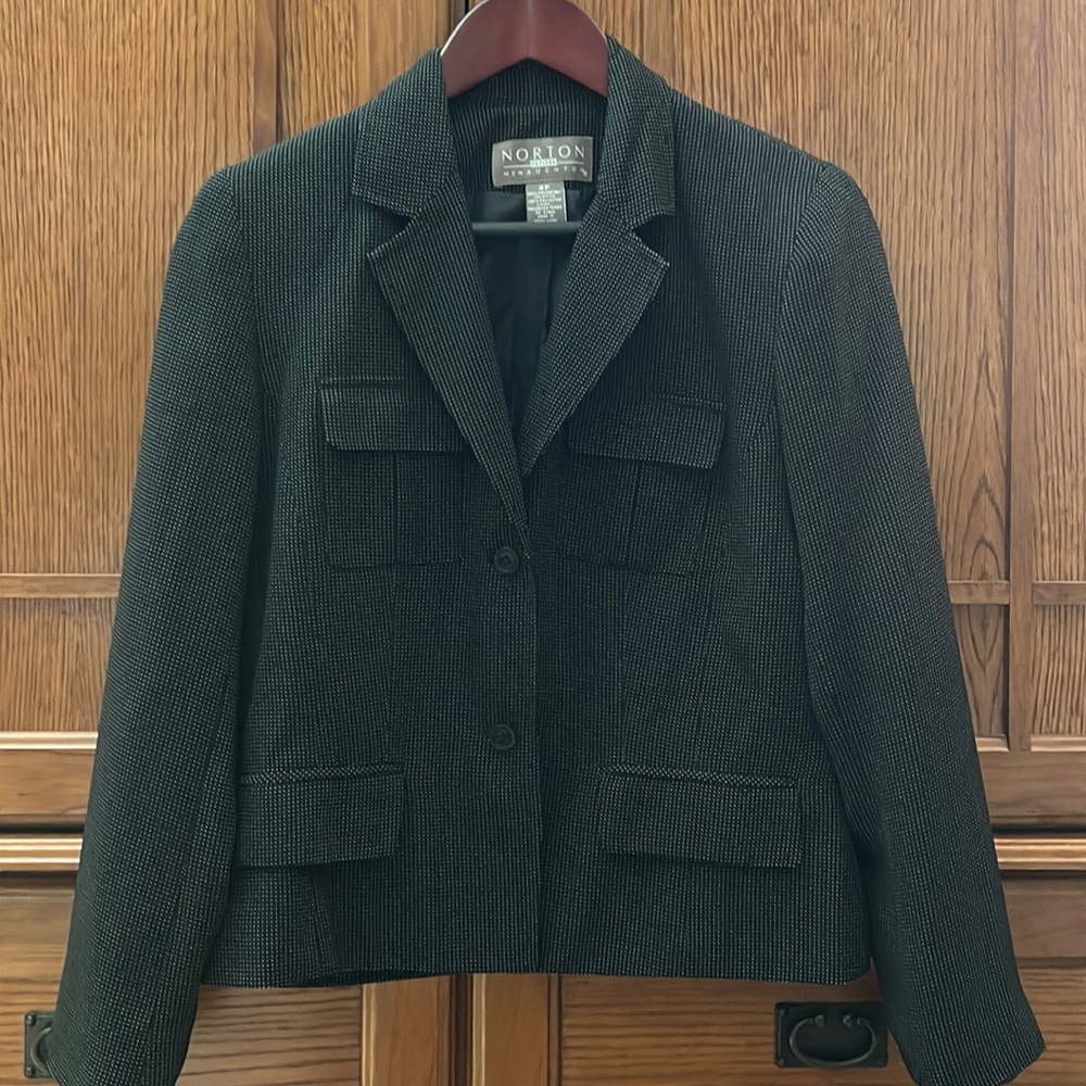 Norton McNaughton Petite Blazer Career Jacket Notched Lapel Tailored Pin Dot